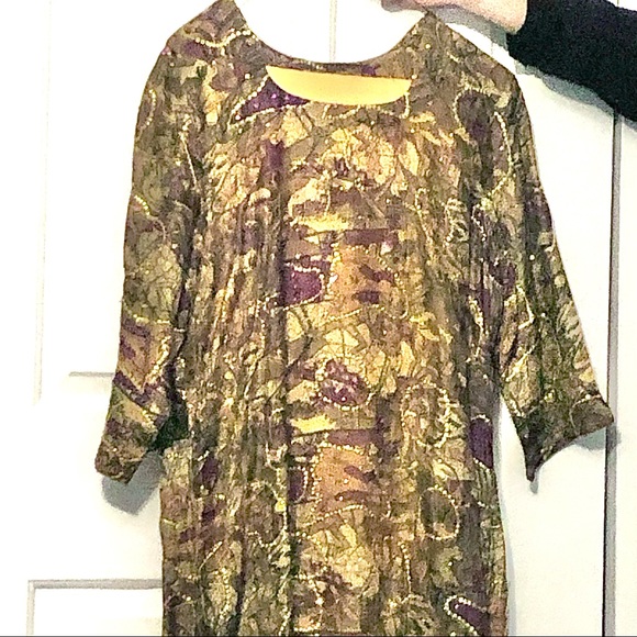 3 Piece Pakistani/Indian Long Self Print Kurta with Sequins Salwar Dupata - Picture 2 of 8